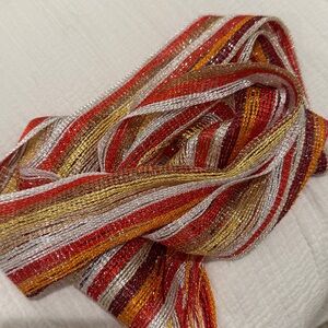 Free People Metallic Striped Sash in Red, Orange & Gold